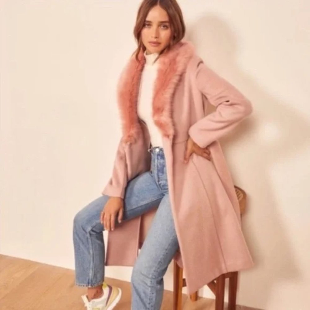 Reformation Somerset  Wool Blend Coat in Pink Size Small NWT!